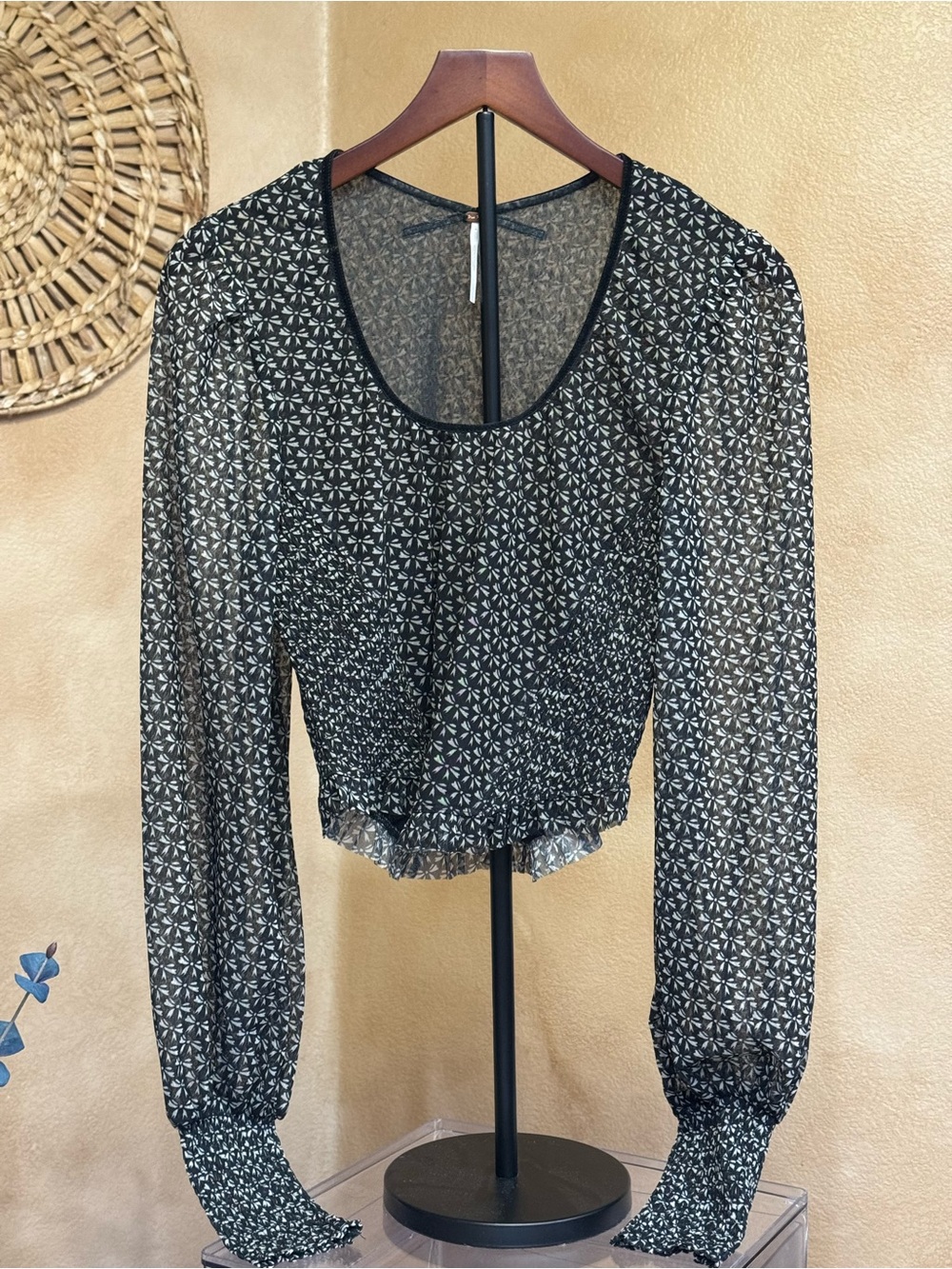 Free People Dottie Printed Long Sleeve Knit Top